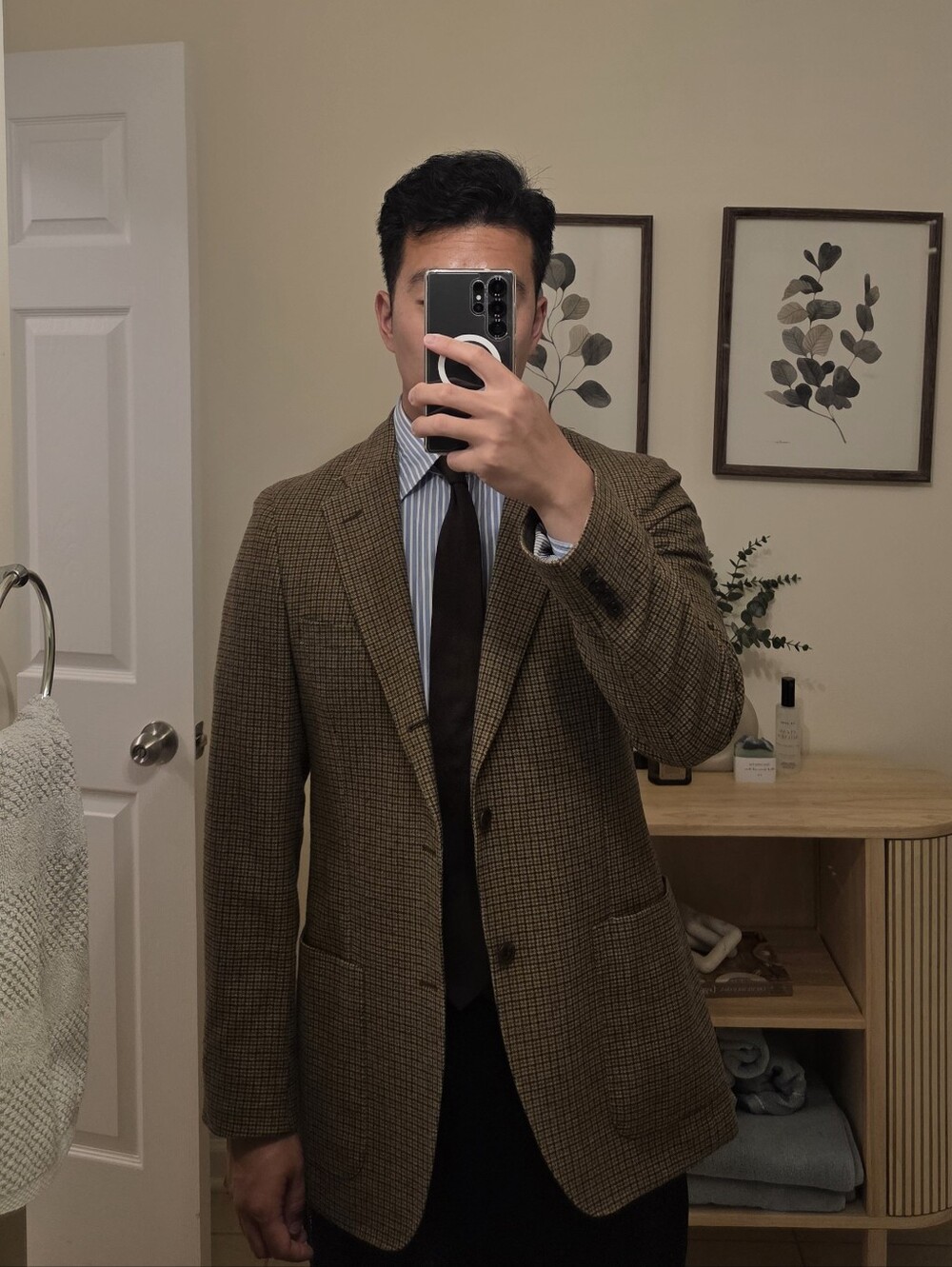 Todd Snyder Men's Brown Check Blazer - Classic Tailored Jacket Patch Pocket